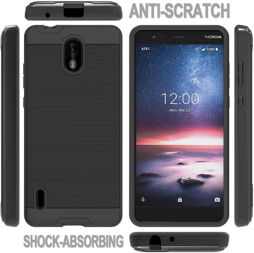 For Cricket Vision 3 Rugged TPU Hard PC Brushed Texture Hybrid 2in1 Case Cover - Picture 6 of 64