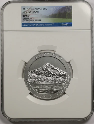 2010-P 5 oz Silver Mount Hood 25C SP 69 NGC America The Beautiful ATB