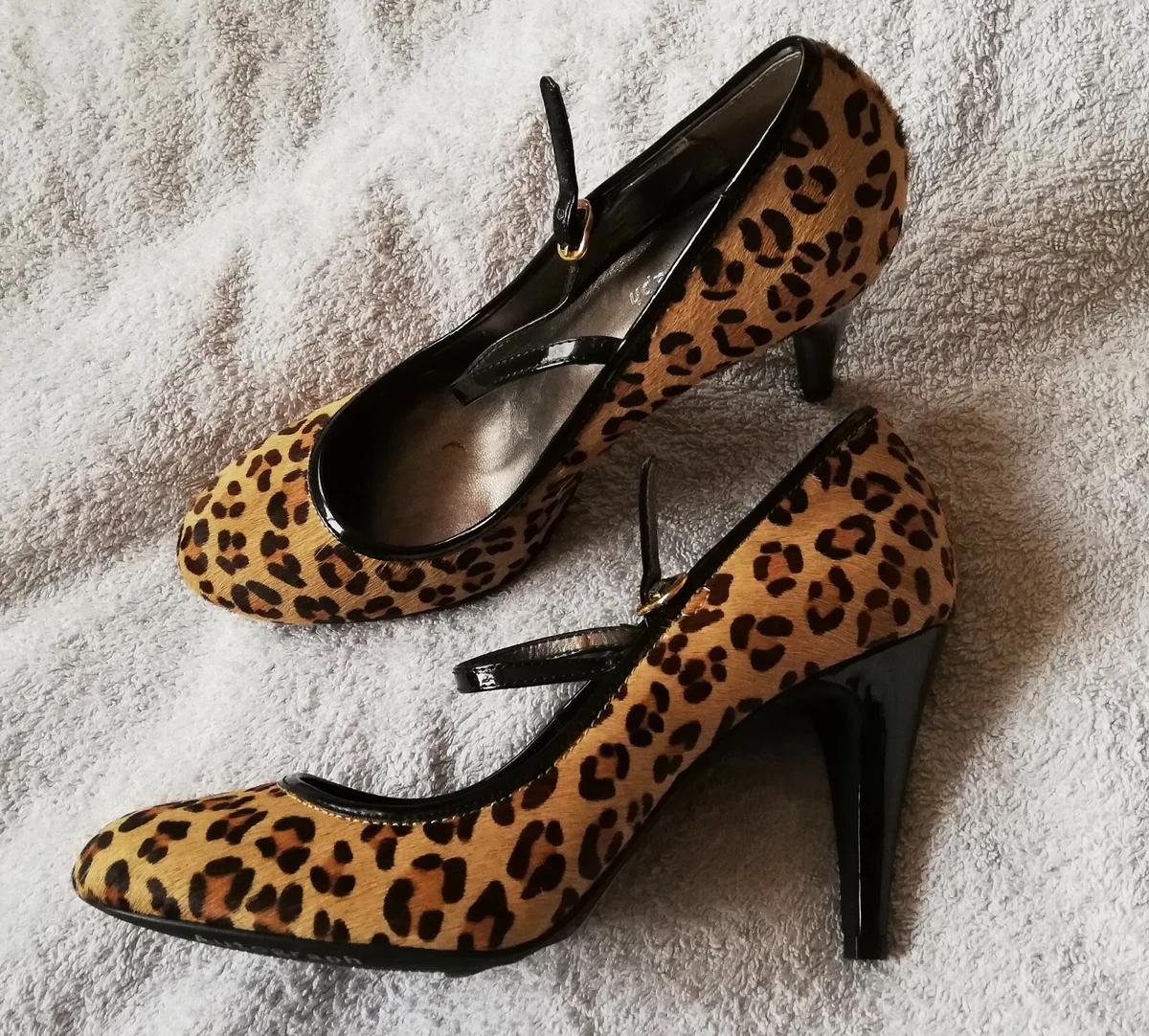 NEW M S Animal Print pump heels Mary jane Leather 36 3.5 RRP 45