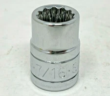 SK Tools 3/8 Drive 12 Point 7/16" Standard Fractional Socket 45214 S-K NOS