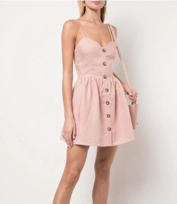 Reformation Velma Button Down Linen Mini Dress Blush Pink Size 2 | eBay