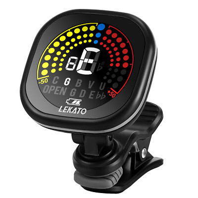 LEKATO WST-6800 Rechargeable Guitar Tuner Clip On LCD Display Instruments Tuner