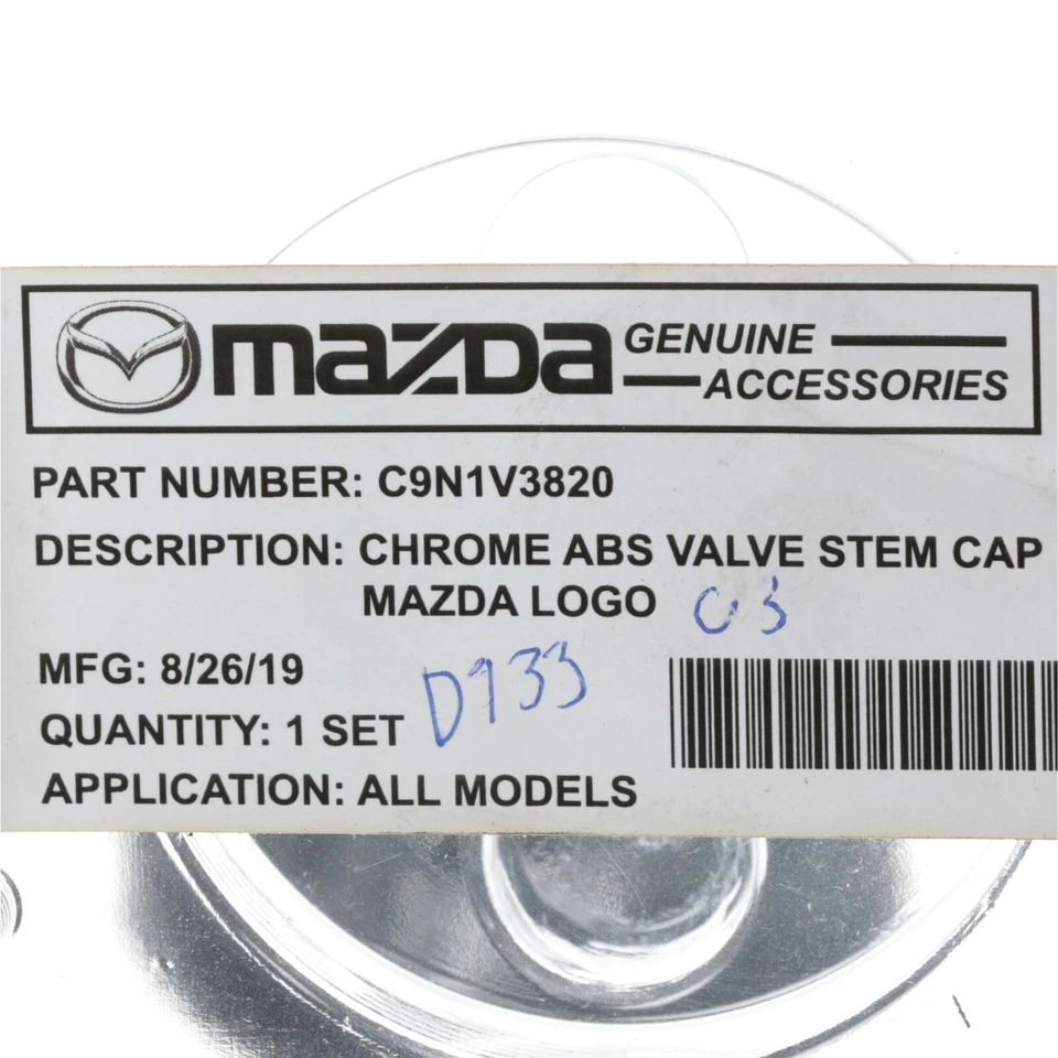 Tapas de vástago de válvula de rueda cromadas Mazda negras y cromadas OEM NUEVO C9N1-V3-820 Foto 4 de 4