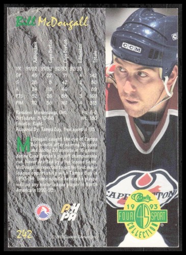 NHL 1993 Classic 4 Sport Cape Breton Oilers Bill McDougall 242 Sport CB-1-1-A-33 - Picture 2 of 7