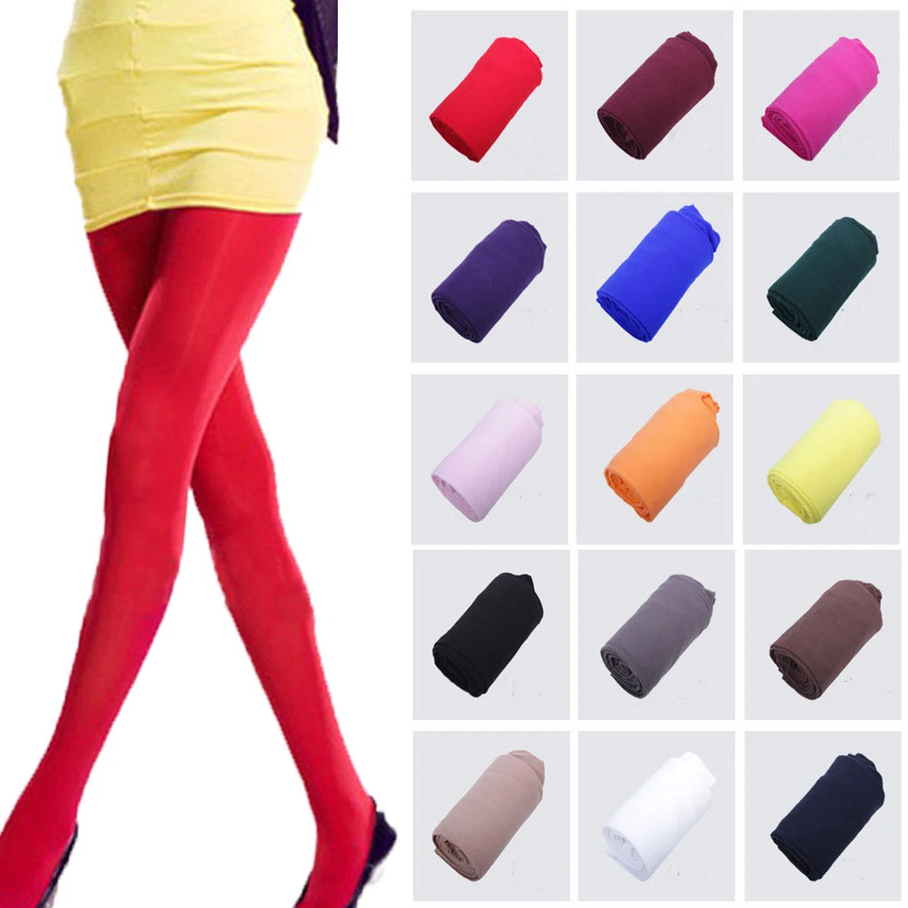 Opaque Tights for Women Solid Color Pantyhose Stockings High Waist