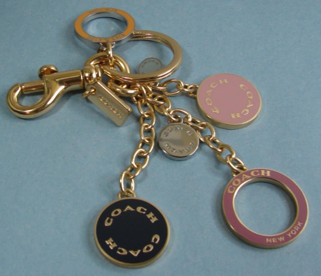 Coach Cluster Circles Pink Black Orange Gold Tone Keychain Purse - Main Image
