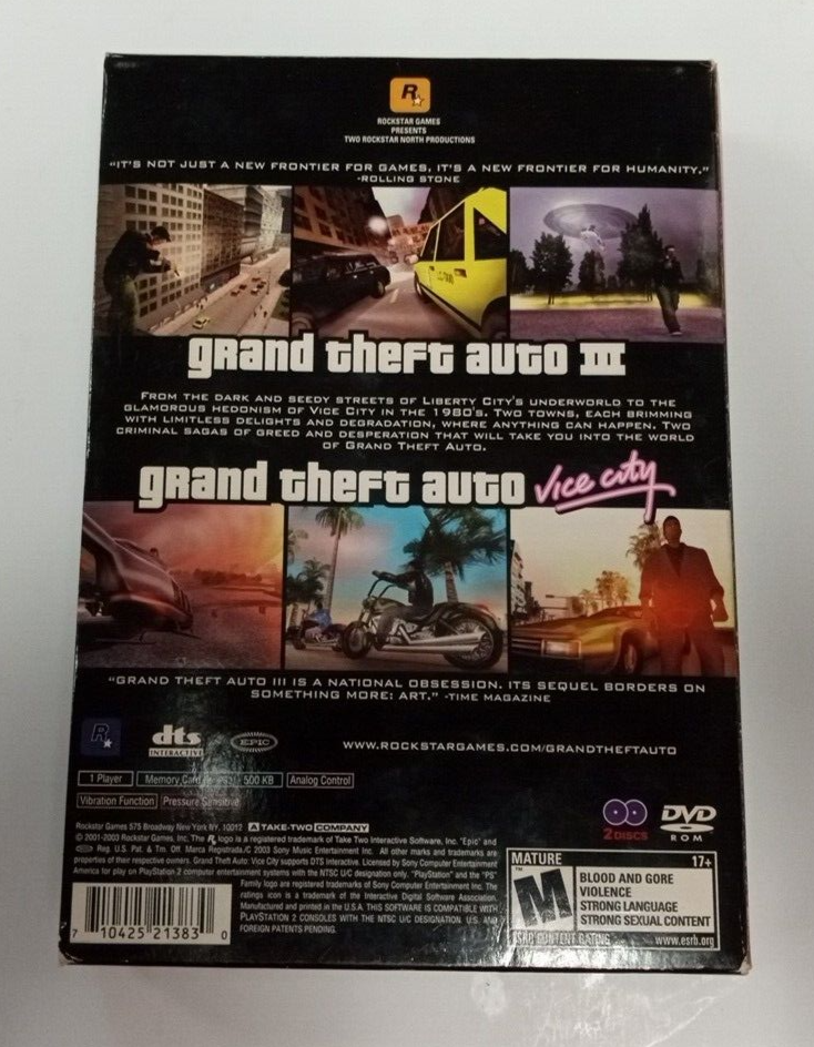PS2 Grand Theft Auto III and Vice City Rockstar double pack with