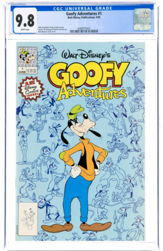 ┥ GOOFY ADVENTURES #1 (Publicaciones de Walt Disney 1990) CGC 9,8 casi nuevo/como nuevo páginas blancas - Imagen 1 de 4
