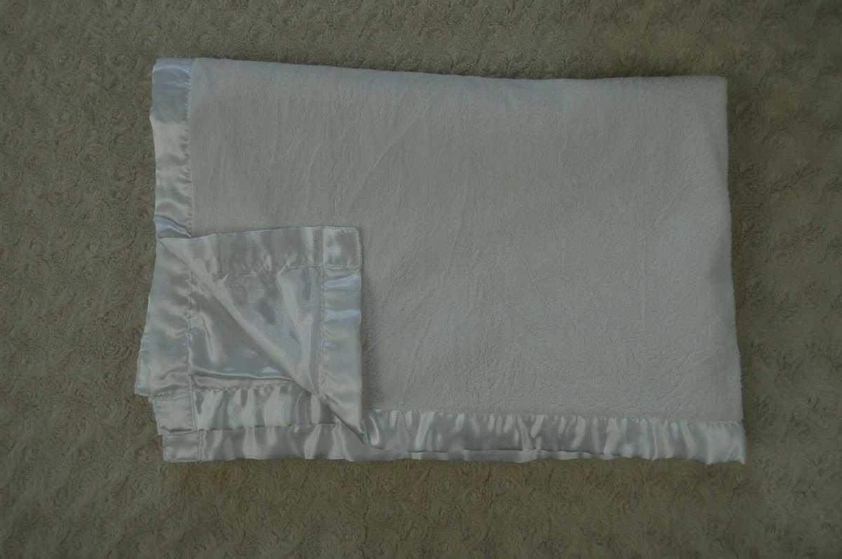 Little Me Solid White Baby Blanket Silky Satin Edge Trim Underside Lovey