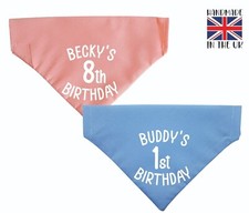 Handmade Personalised Dog Bandana Birthday Slide on Collar Neckerchief Gift