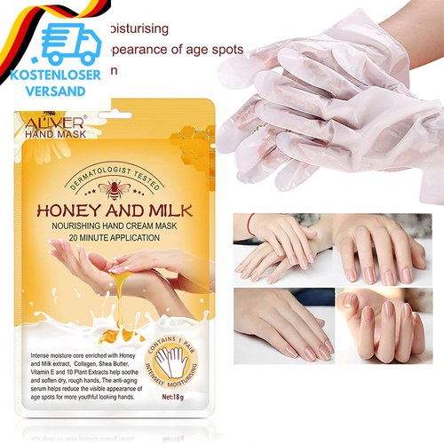 GNAPY Handmaske 5 Paar Honig Milch Feuchtigkeitsspendende Handschuhe Handpflege - Bild 3 von 12