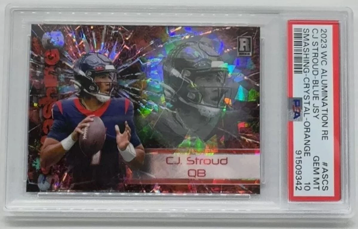 CJ Stroud Wild Card Alumination Rookie Edition Smashing #ASCS Blue Jersey-Crystal-Purple