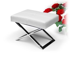 Bianco Sgabello IN Pelle Sgabello Vere Vollwertleder Lucido Acciaio Inox Qualità