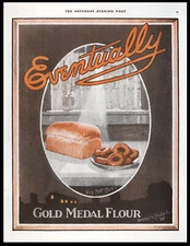 1920 Washburn Crosby's GOLD MEDAL Flour Bread Loaf Kitchen Decor Vtg PRINT AD