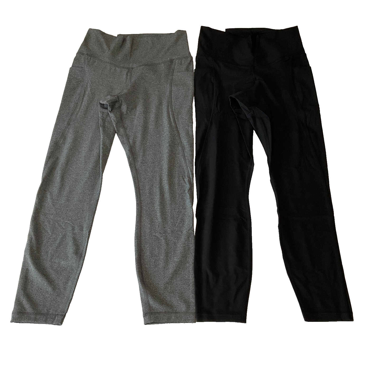 Members Mark Ankle Leggings Womens Size M Black Gray High Rise Stretch 2 Pair