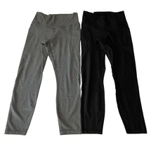 Members Mark Ankle Leggings Womens Size M Black Gray High Rise Stretch 2 Pair