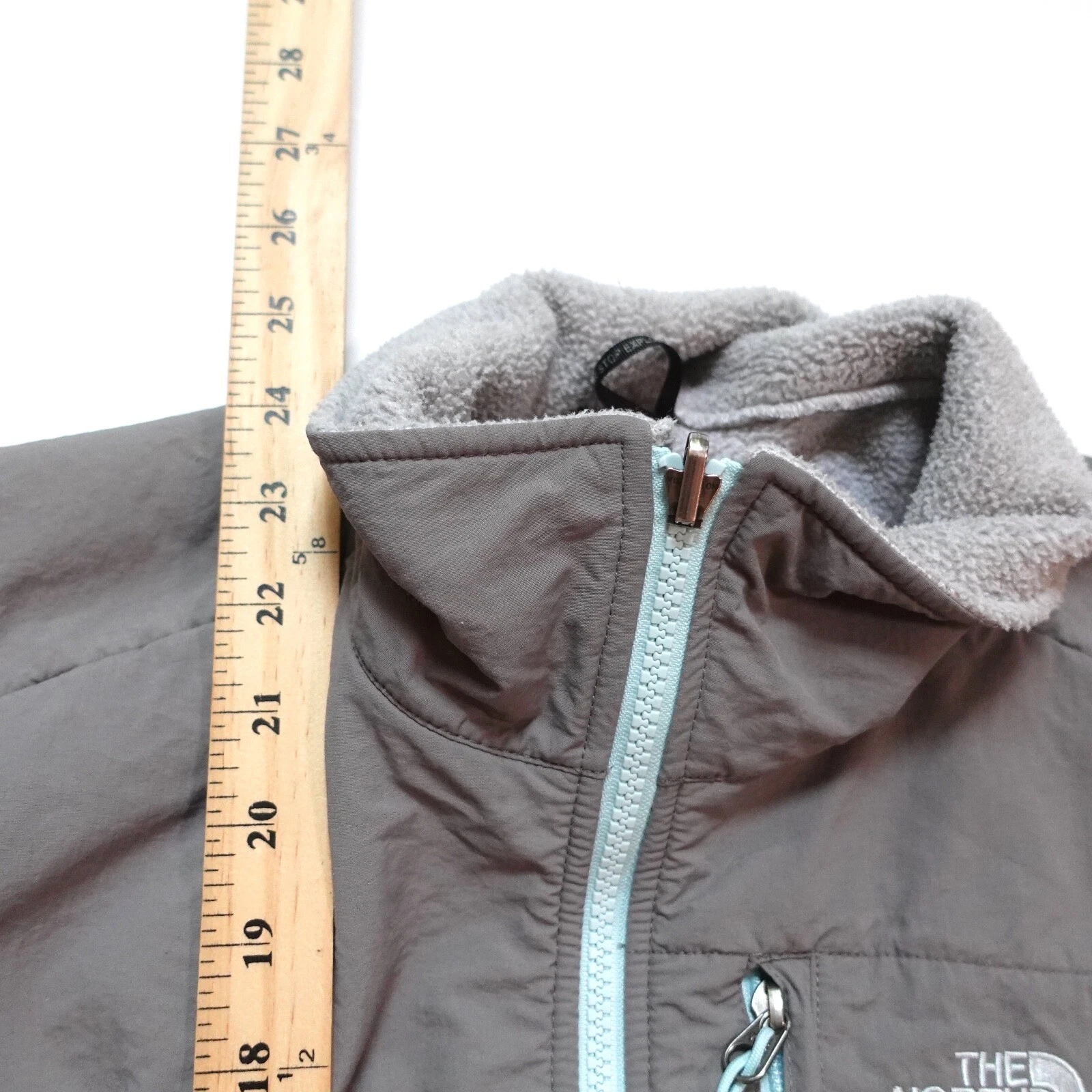north-face denali full zip mock neck teal jacket