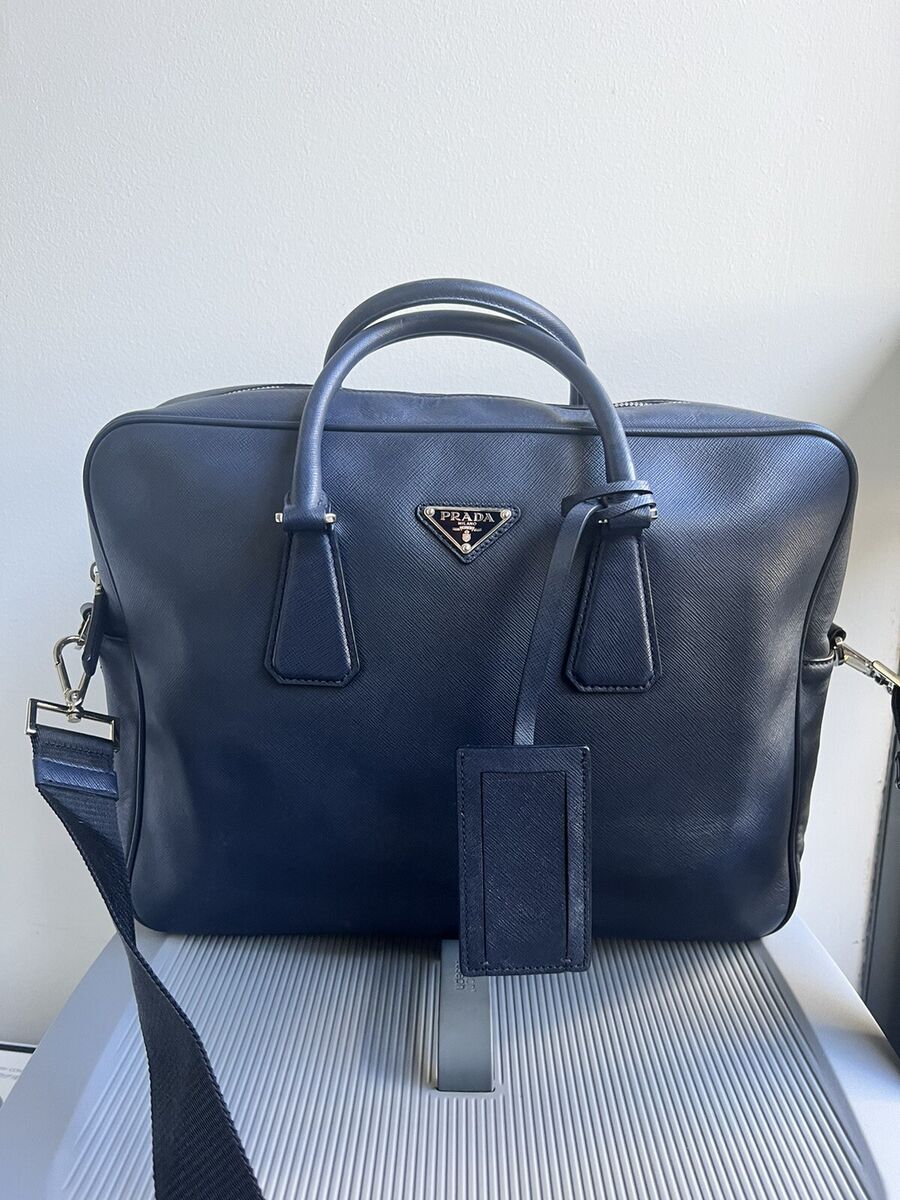 Prada Unisex Saffiano Leather Work Bag, Navy | eBay Prada Unisex Saffiano Leather Work Bag, Navy | eBay