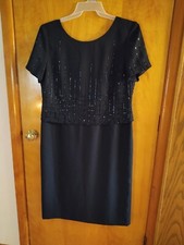 Vintage Chatcarel Sport Navy Blue Beaded Mother Of The Bride Formal Dress 14