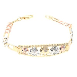 Authentic Three Tone Gold Plated Lobster Claw Bracelet GB1024-3T