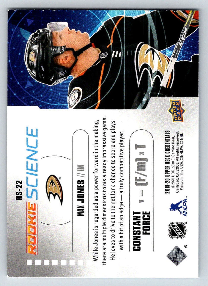 2019-20 Upper Deck Credentials Rookie Science #RS22 Max Jones (ref 217721) - Image 2 of 2
