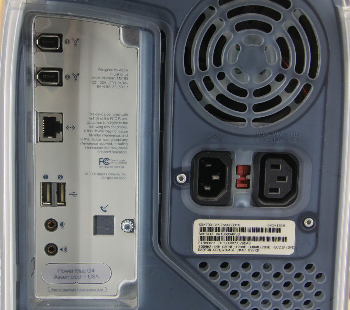 Vintage Apple Power Mac G4 Blue M5183 (2000) 400MHz 320MB Vintage Apple Power Mac G4 Blue M5183 (2000) 400MHz 320MB