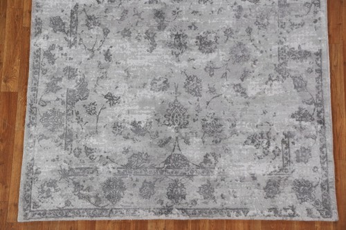 Transitional Floral Hand-knotted Area Rug 5x8 Silk Carpet - Picture 5 of 12