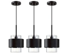 3 Pack 1 Light Hanging indoor Kitchen Island Pendant Ceiling Light, Amber glass