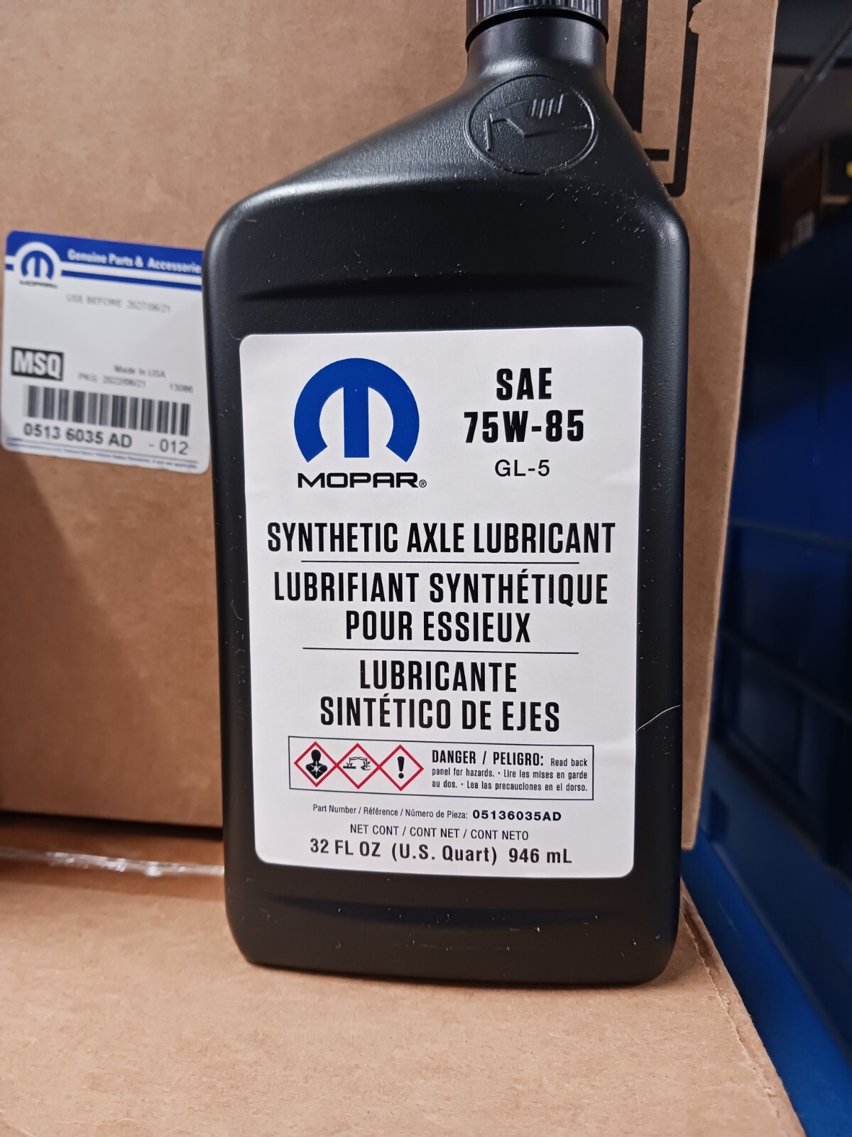 Mopar 05136035AD OEM Gear Lubricant Sold as Single Quart