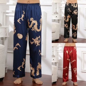 Men's Chinese Dragon Print Home Silk Satin Pajamas Pants Sleep Bottoms Nightwear | eBay