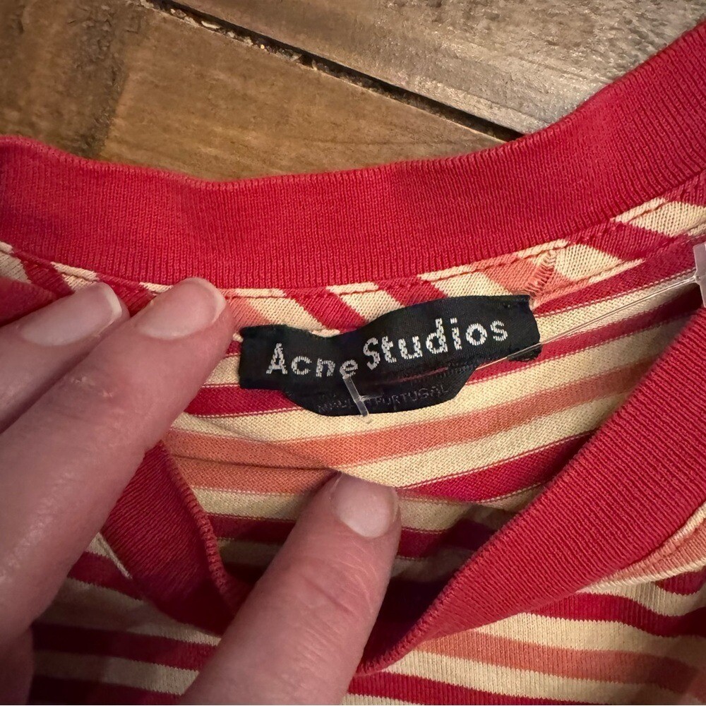 ACNE STUDIOS Striped Smiley Patch Tee - image 3