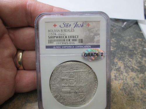 1574-1622 8 REALS BOLIVIA SAO JOSE SHIPWRECK EFFECT Silver Coin NGC GENUINE