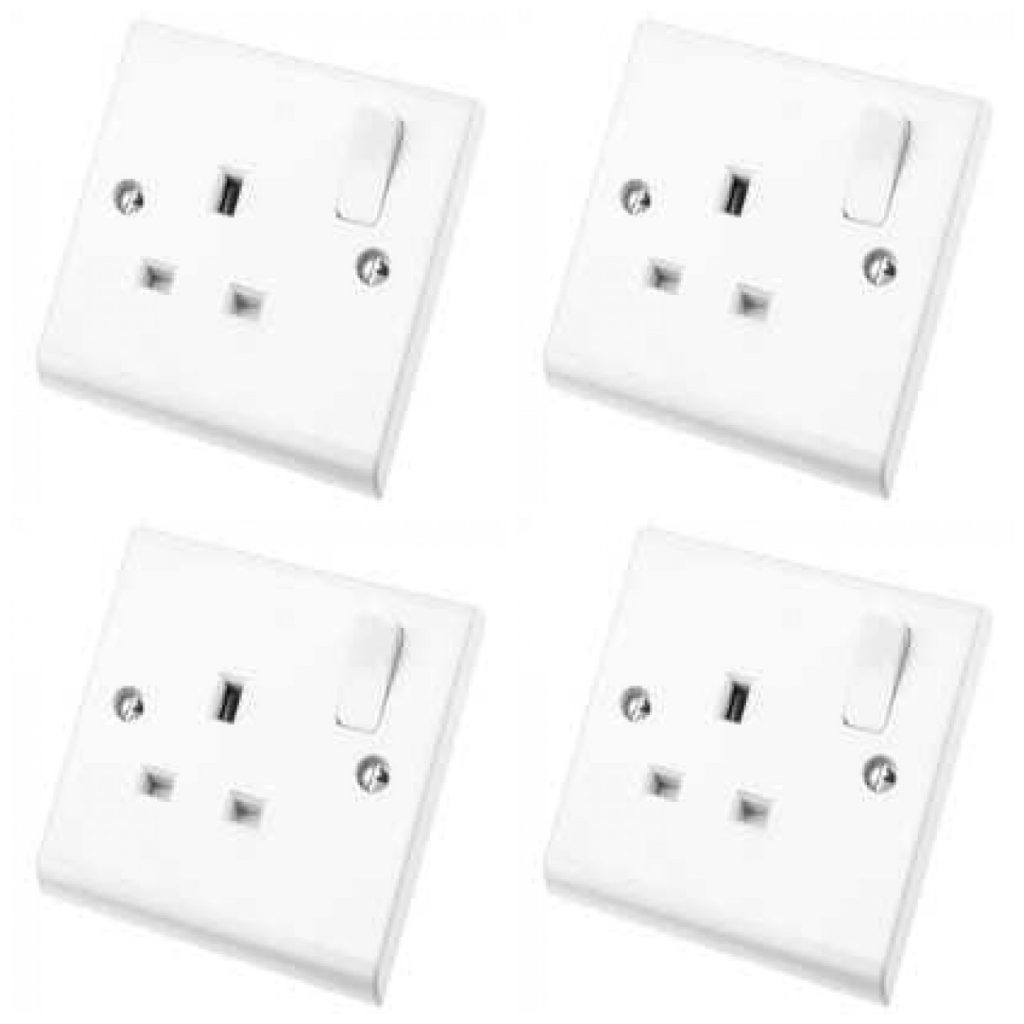 4 x Deta S1207SDP Single 13a Switch Sockets (Double Pole)