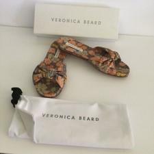 Veronica Beard Etra Knot Slide Sandal Shoe Size 8.5 Women Boho In Earthy Floral