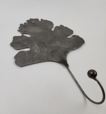 VINTAGE HAND CRAFTED MAPLE LEAF METAL WALL HOOK 10" LONG