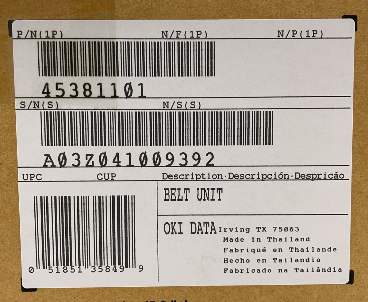 Okidata OKI OEM 45381101 Transfer Belt MC760 MC770 MC780 C612 C712