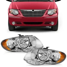 Pair Headlight Set Left and Right For 2005-2007 Chrysler Town & Country 10820277