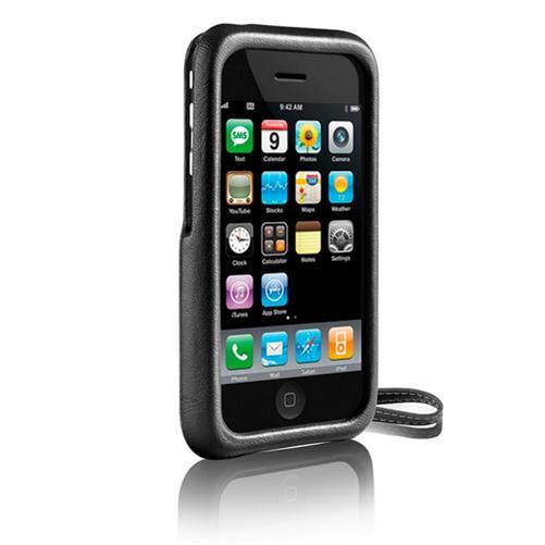 Philips Polycarbonate Leather Hard Case for iPhone 3G 3GS - Black - NEW