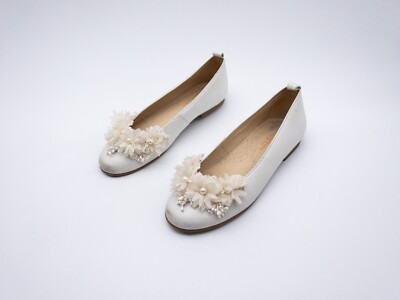 andanines Kinder Ballerina Slipper Halbschuh Elegant weiß Gr 35 EU Art 15386-10