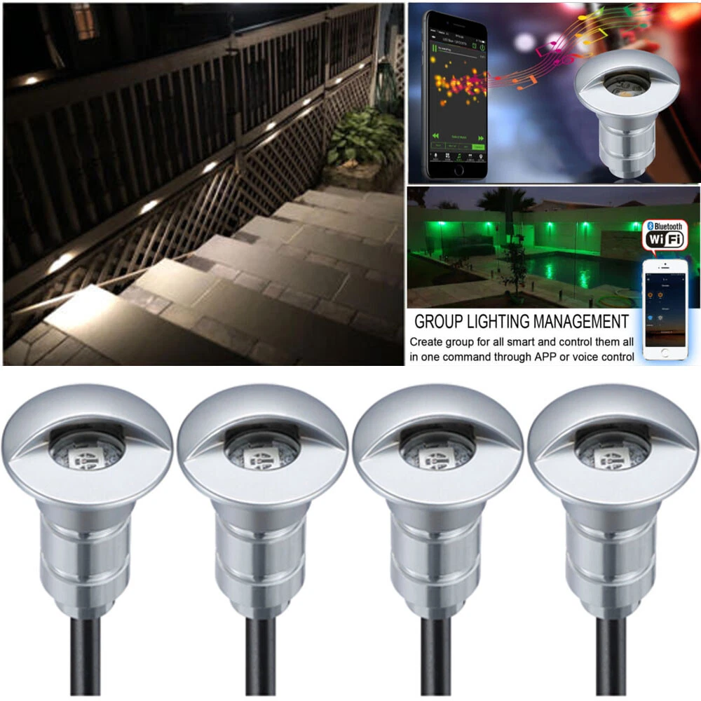 WIFI 26mm RGB Colour Changing LED Deck Lights Garden Fence Lighting Outdoor DIY