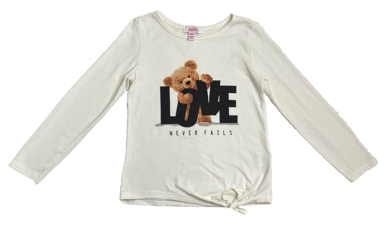 T shirt a maniche lunghe Pony Tails Love Never Fails cravatta anteriore bambina taglia M (5)