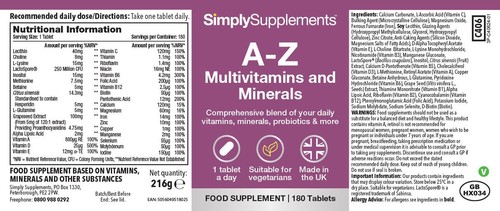 A to Z Multivitamins & Minerals - 360 Tablets - One a Day Formula - Picture 5 of 5