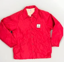 VTG 70s MiGRO Farm Workwear Red King Louie Button Down Jacket Sz Lg Chain Stitch