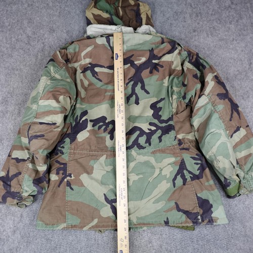 Vintage Military Jacket Mens Medium Woodland Camo Cold Weather US M65 Field Coat - Picture 12 of 15