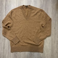 Uniqlo Men's Sweater L Tan 100 Cashmere VNeck Pullover SOFT