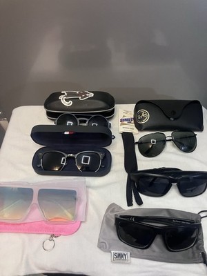 Lot of 6 Sunglasses with Case Good Shape Some New Some Bluetooth Headphones More