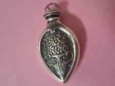 English HM Sterling Silver Teardrop Shaped Chatelaine Scent Perfume Snuff Bottle