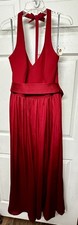 NWT White by VERA WANG Red Halter w/BOWS Cocktail PROM Formal Dress GOWN~ Sz 14