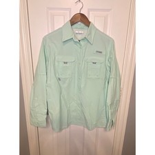 Columbia Men's Medium Long Sleeve Fishing Shirt UPF Sun Protection Mint Green