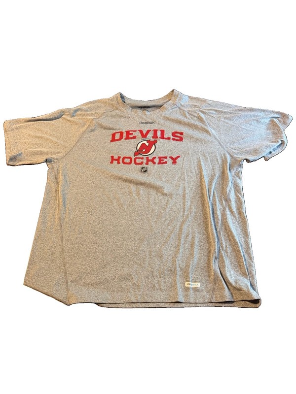 New Jersey Devils Hockey Logo T Shirt Size L NHL Gray Short Sleeve Men's
